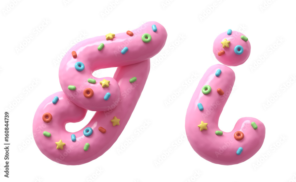 Pink cream with multi-colored sweets font Pink cream with multi-colored sweets font
