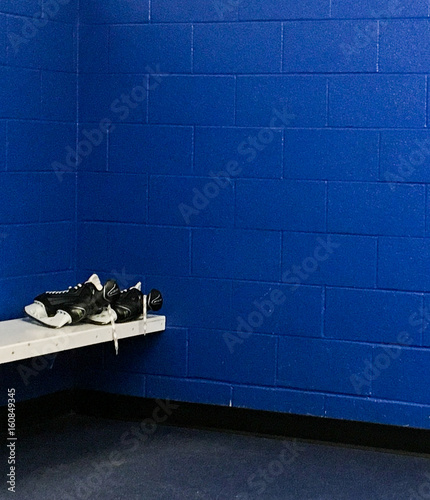 Photography Hockey skates in locker room