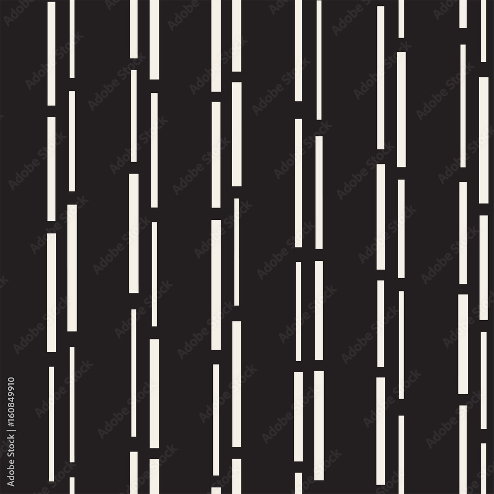 Black and White Irregular Dashed Lines Pattern. Modern Abstract Vector Seamless Background. Chaotic Rectangle Stripes Mosaic Black and White Irregular Dashed Lines Pattern. Modern Abstract Vector Seamless Background. Chaotic Rectangle Stripes Mosaic