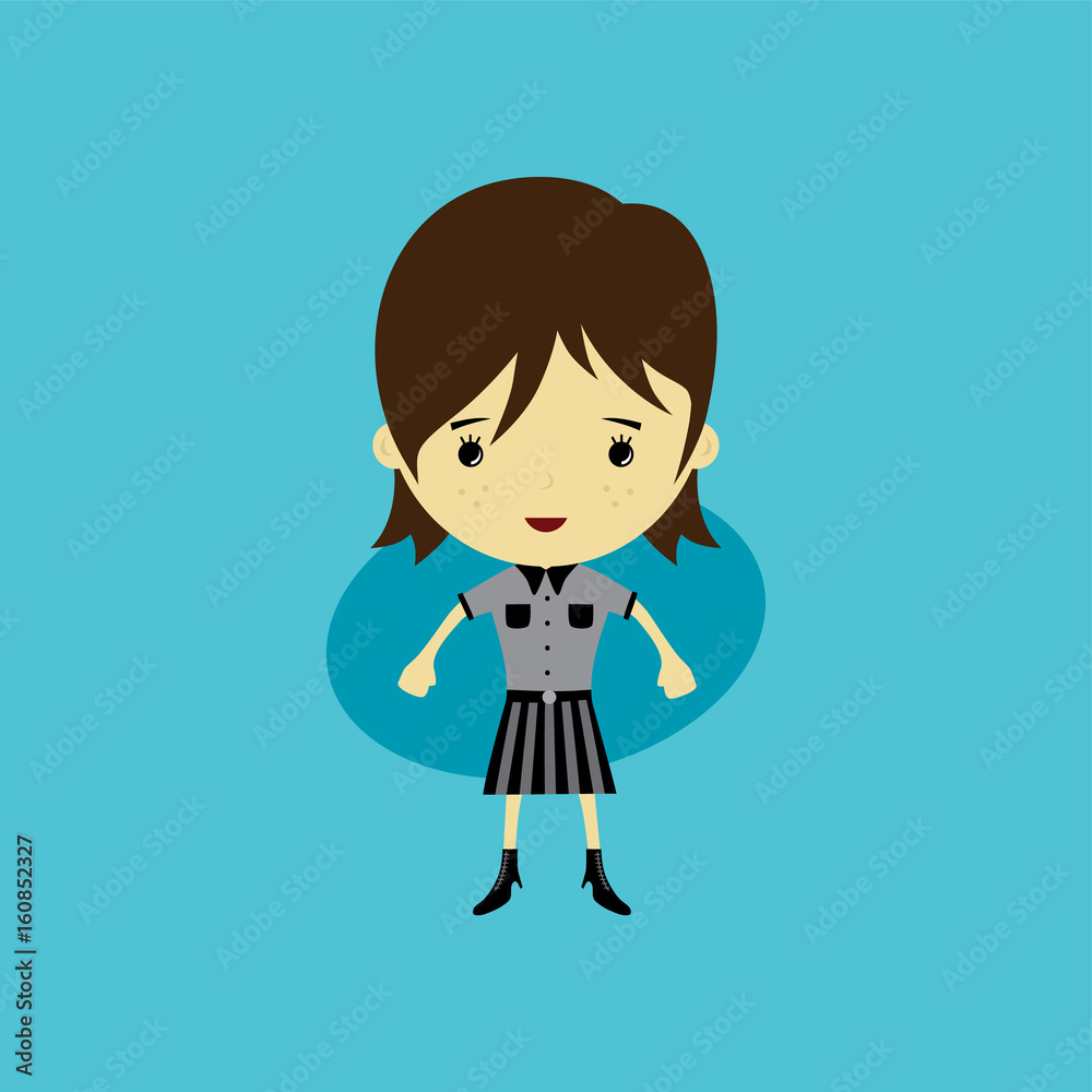 cute happy little woman - adorable girl cartoon vector cute happy little woman - adorable girl cartoon vector