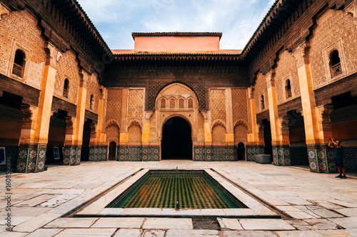 moroccan style courtyard at marrakech photo