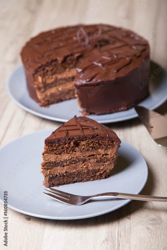 Chocolate cake Prague. Homemade baking.