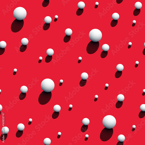 3D Kugeln Tapete - Fototapete Abstract 3d like texture. A geometric pattern where white spheres chaotically distributed over a surface. Seamless vector illustration for geometric background, wallpaper or textile design purposes.