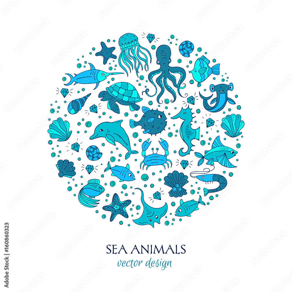 Obraz premium Sea animals circle