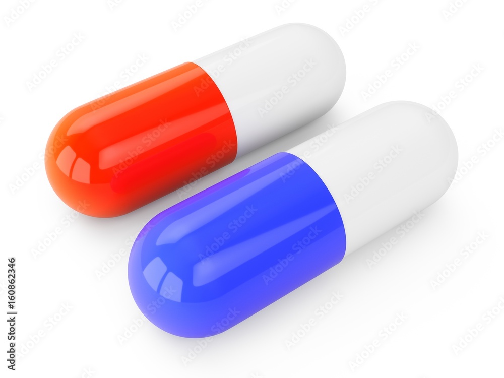 3D rendering Capsule pills isolated on white