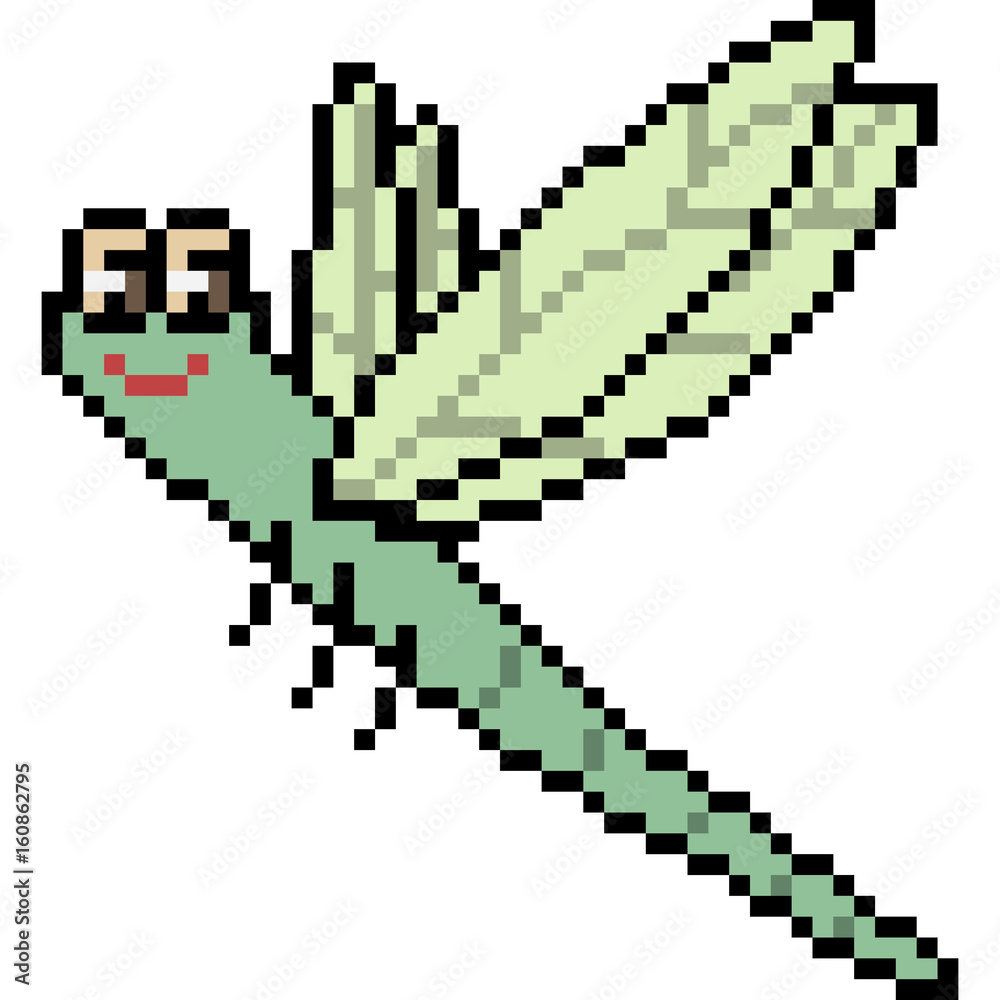 vector pixel art dragonfly