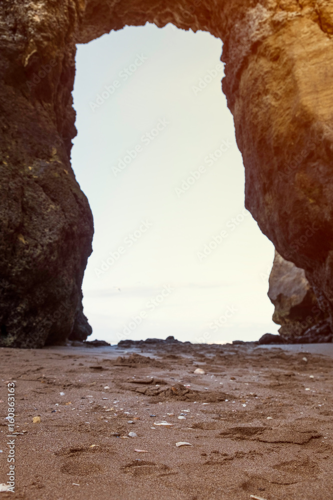A ground view of one of many natural archways in Lagos, Portugal
