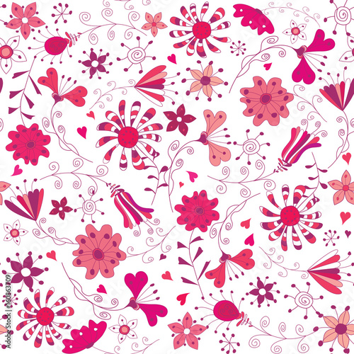 Seamless floral pattern. Background of red flowers