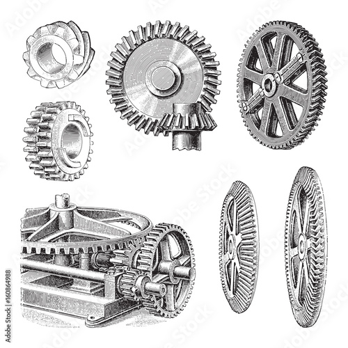Gear wheels collection / vintage illustration