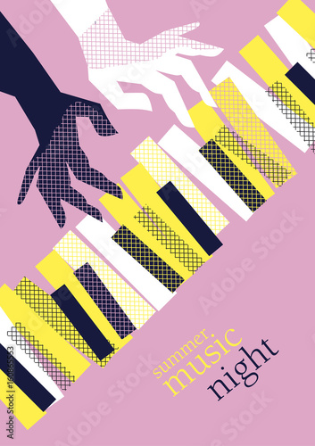 concept modern music poster vector illustration. Print and web design template for summer piano concert, party, jazz session