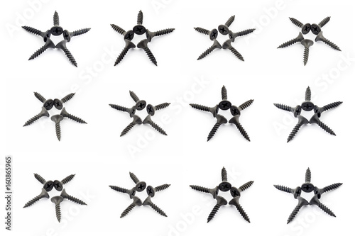 Background pattern five-pointed stars of isolated screws