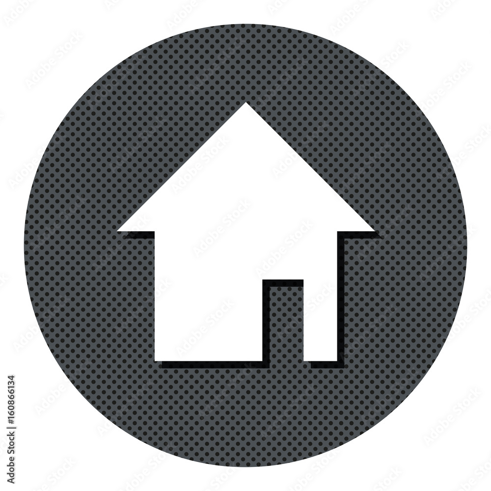 Haus - Gepunkteter Button mit Symbol und Schatten Haus - Gepunkteter Button mit Symbol und Schatten