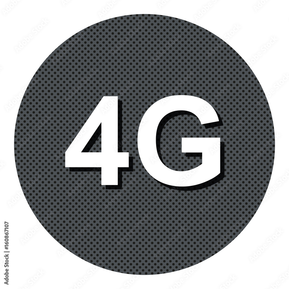 4G Breitband - Gepunkteter Button mit Symbol und Schatten 4G Breitband - Gepunkteter Button mit Symbol und Schatten