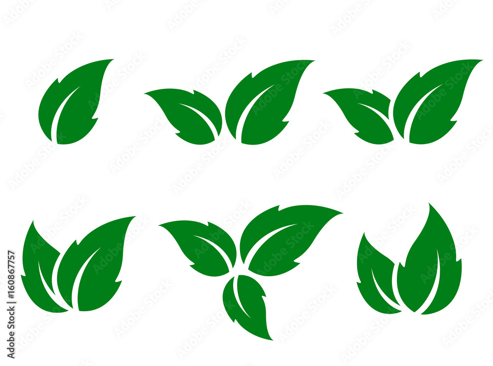 set of green leaves silhouettes set of green leaves silhouettes