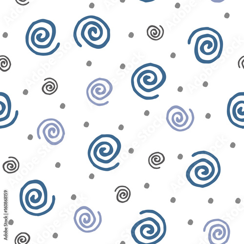 Spiral from the hand of seamless patterns blue