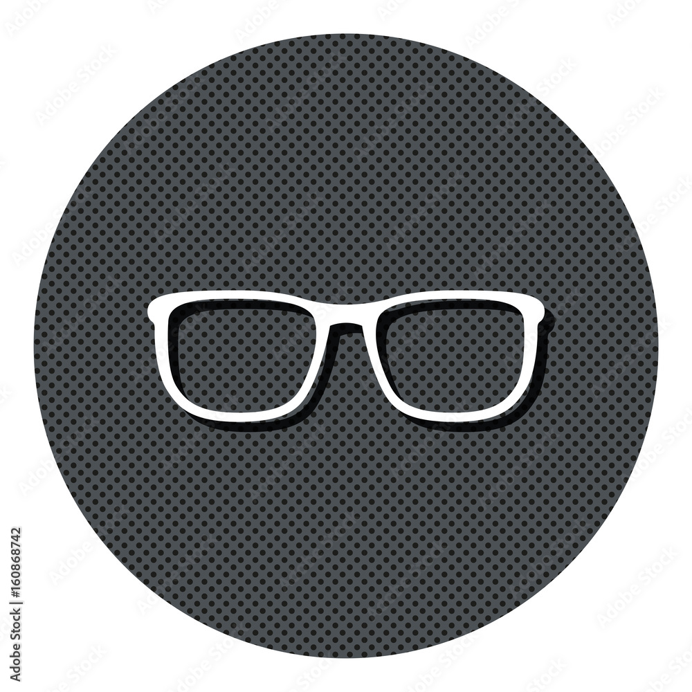 Brille - Gepunkteter Button mit Symbol und Schatten Brille - Gepunkteter Button mit Symbol und Schatten