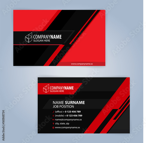 Business card template. Red and Black, Illustration Vector10