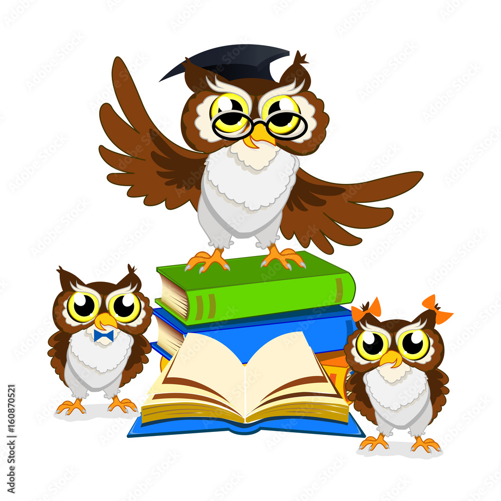 Obraz premium Cheerful school owls