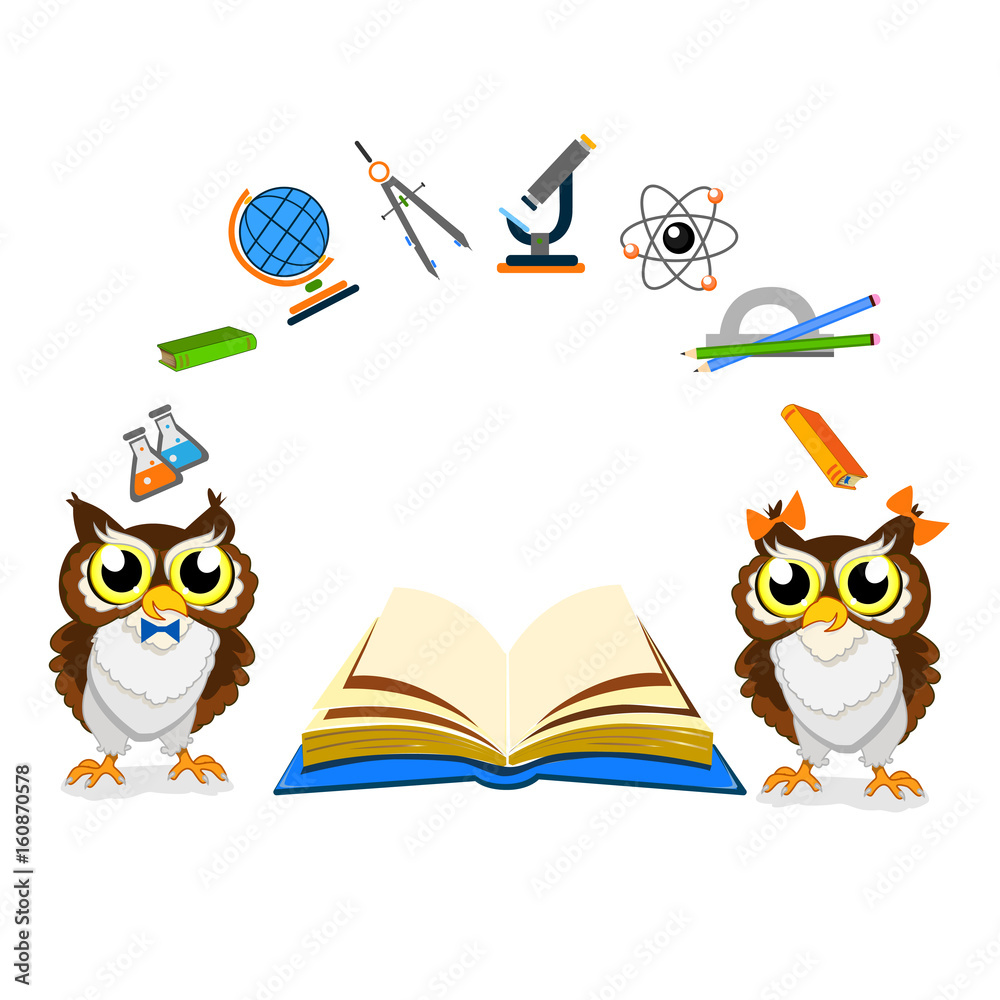 Obraz premium Cheerful school owls