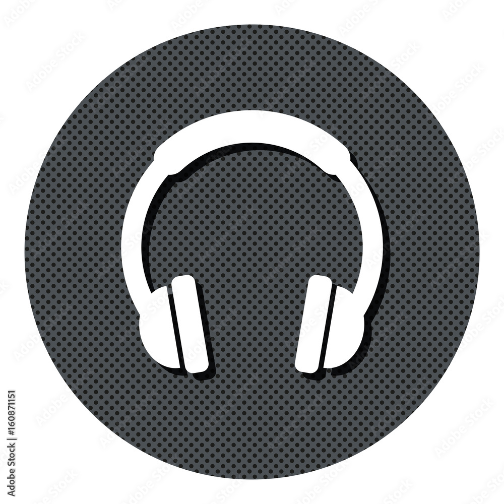 Kopfhörer - Gepunkteter Button mit Symbol und Schatten Kopfhörer - Gepunkteter Button mit Symbol und Schatten