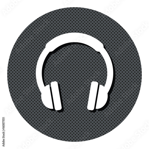 Kopfhörer - Gepunkteter Button mit Symbol und Schatten