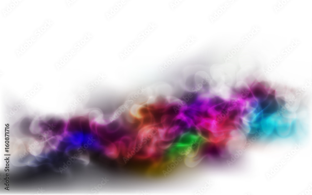 Abstract colorful smoke on white background. Clouds digital vector illustration wallpaper.