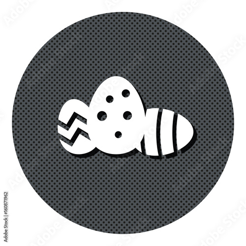 Ostereier - Gepunkteter Button mit Symbol und Schatten