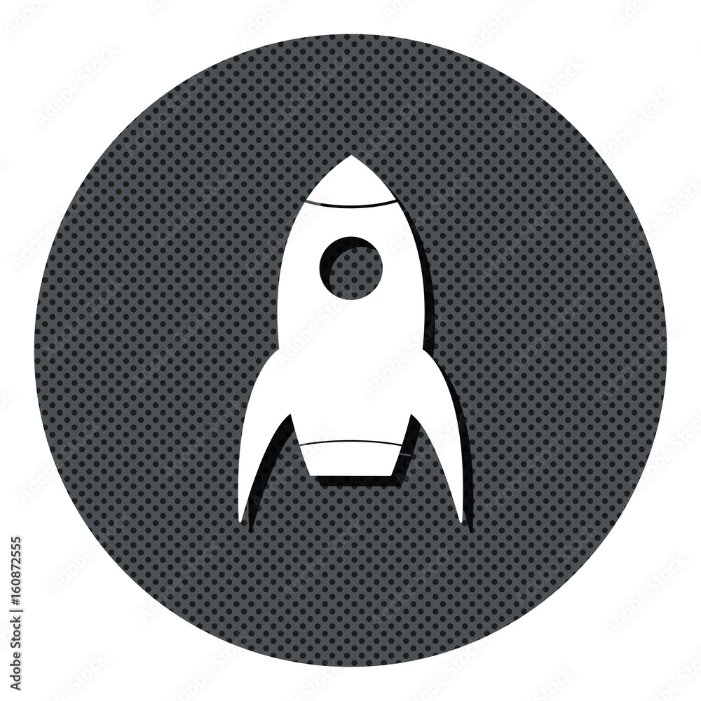 Rakete - Gepunkteter Button mit Symbol und Schatten Rakete - Gepunkteter Button mit Symbol und Schatten