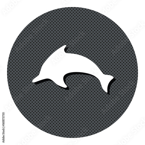 Delfin - Gepunkteter Button mit Symbol und Schatten