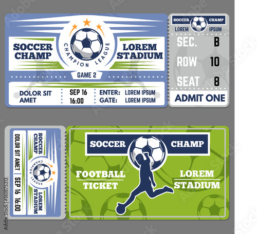 Football or soccer ticket template design