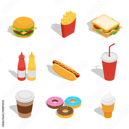 Set of web icons for fast food restaurant