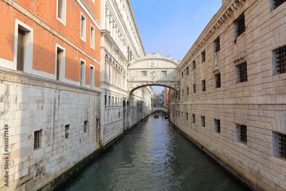 VENICE - APRIL 10, 2017: The view on Bridge of Sighs next to St. Mark's square, on April 10, 2017 in Venice, Italy