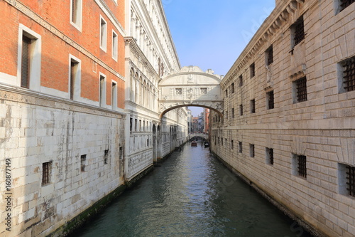 VENICE - APRIL 10, 2017: The view on Bridge of Sighs next to St. Mark's square, on April 10, 2017 in Venice, Italy
