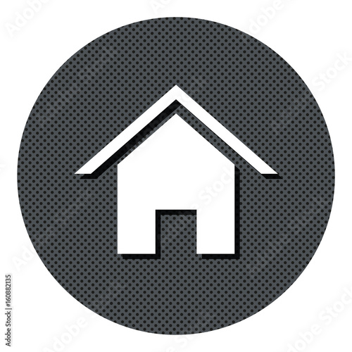 Hütte - Gepunkteter Button mit Symbol und Schatten