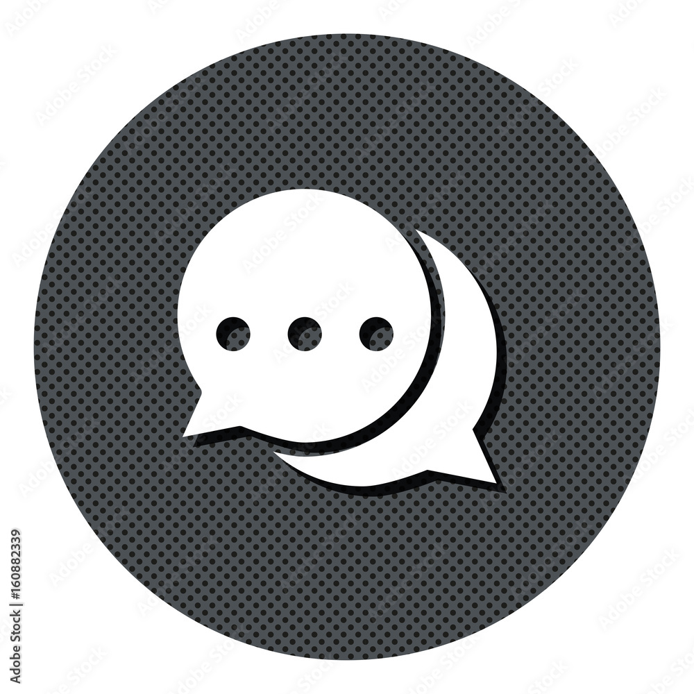 Sprechblasen - Gepunkteter Button mit Symbol und Schatten Sprechblasen - Gepunkteter Button mit Symbol und Schatten