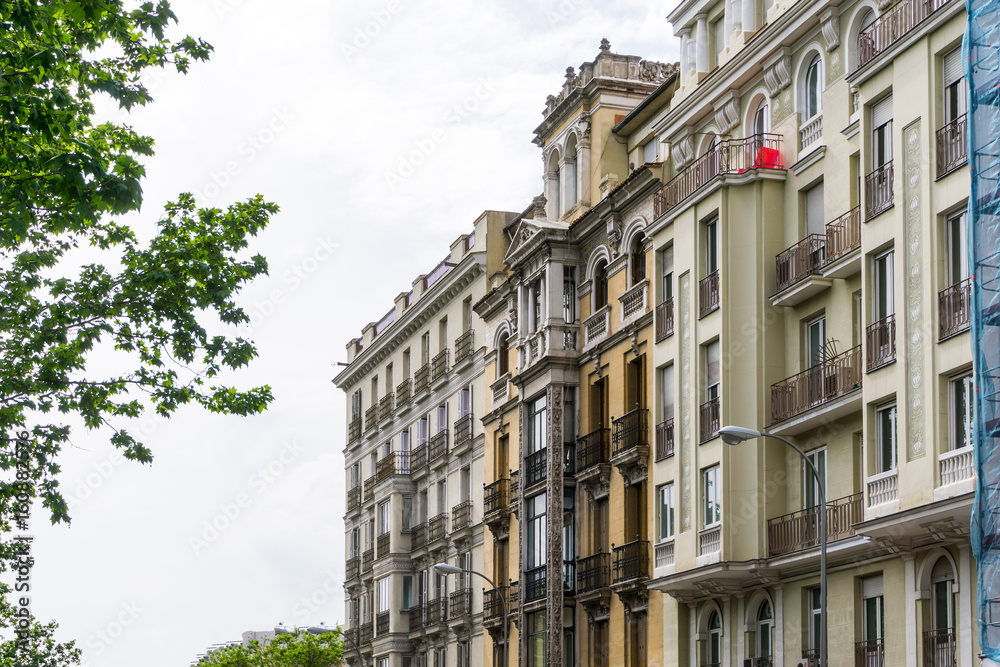 Fototapeta premium street view of downtown madrid, The city has a population of almost 3.2 million