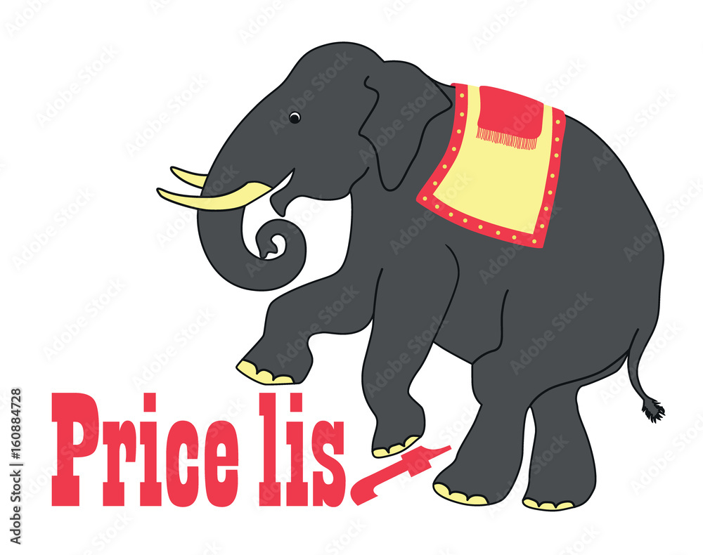 Obraz premium Humorous elephant, advertising illustration.