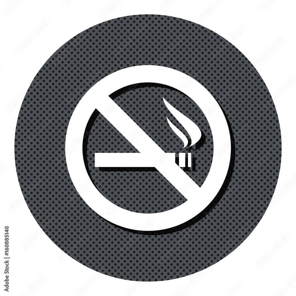 Rauchverbot - Gepunkteter Button mit Symbol und Schatten Rauchverbot - Gepunkteter Button mit Symbol und Schatten