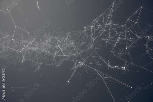 Technological Connection Futuristic Shape. Gray Dot Network. Abstract background, Gray Background. Concept of Network Internet Internet Security 3D rendering © rost9