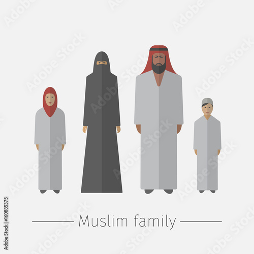 Muslim family. Flat illustration