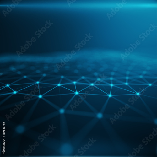Technological connection in cloud computer, blue dot network, abstract background, Concept of Network Representing Internet Connections, 3D rendering