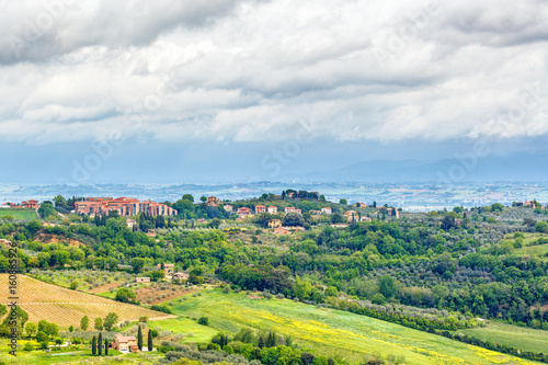 Italian village in Tuscan countryside
