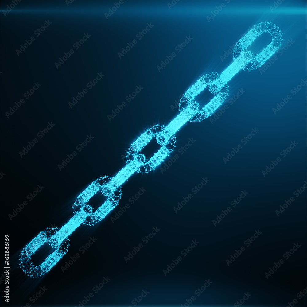 Abstract image of a Chain links low poly in the form consisting of points, lines, and shapes. 3D rendering Abstract image of a Chain links low poly in the form consisting of points, lines, and shapes. 3D rendering