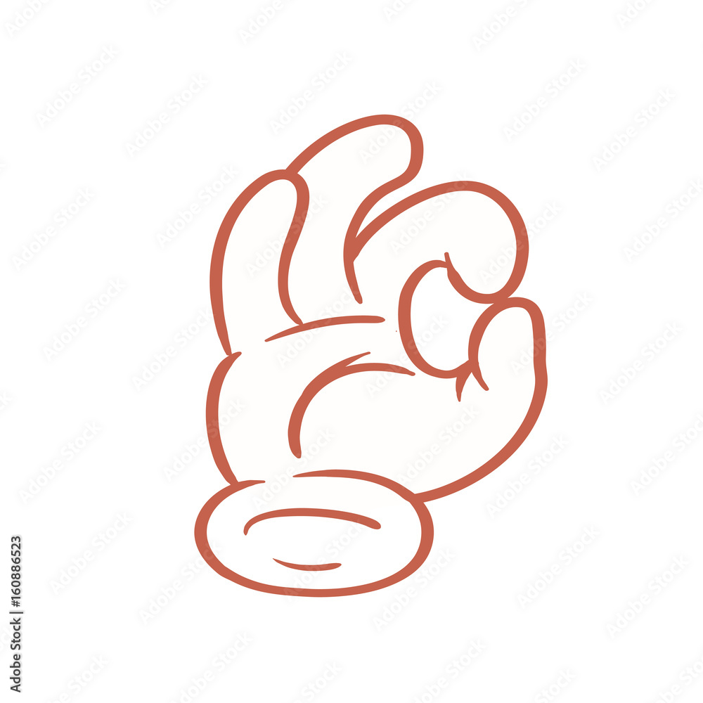 Cartoon hand OK sign or emoticon. Stock Vector | Adobe Stock