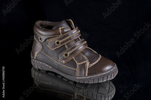 Boot on Black Background,Isolated Product, Top View, Studio.
