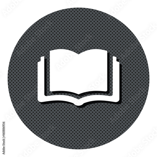 Buch offen - Gepunkteter Button mit Symbol und Schatten