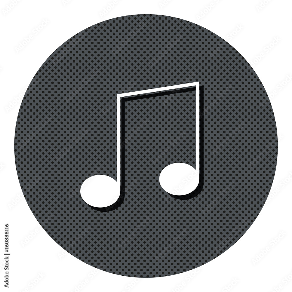 Musiknote - Achtelnoten - Gepunkteter Button mit Symbol und Schatten Musiknote - Achtelnoten - Gepunkteter Button mit Symbol und Schatten