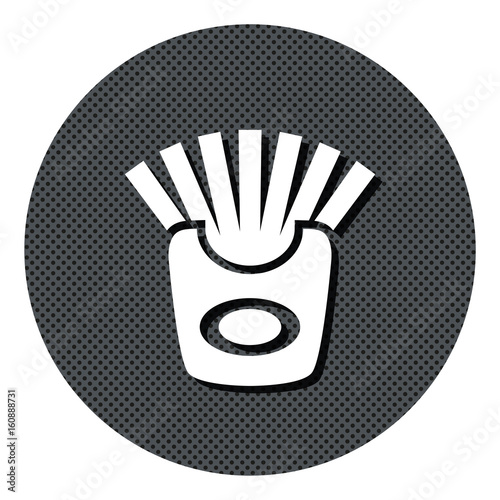 Frites - Gepunkteter Button mit Symbol und Schatten