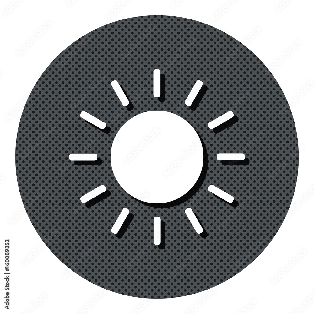 Sonne - Gepunkteter Button mit Symbol und Schatten Sonne - Gepunkteter Button mit Symbol und Schatten