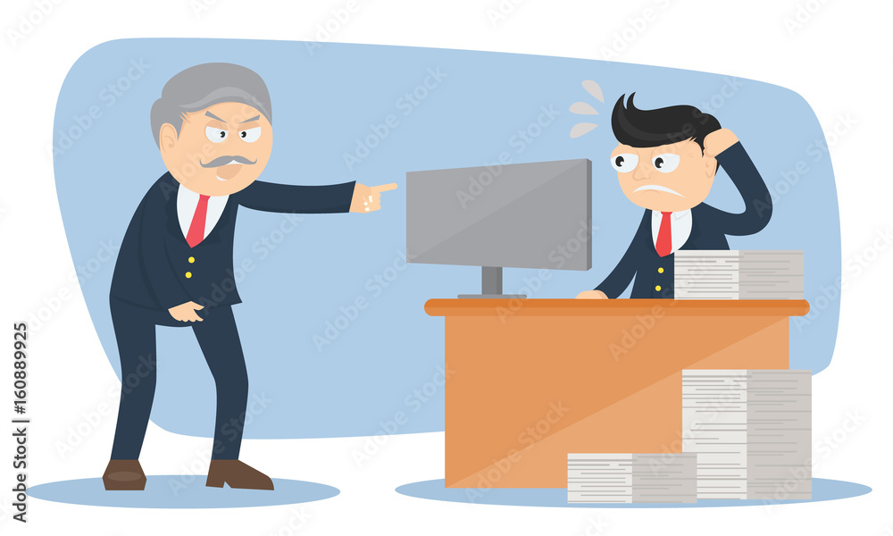 angry boss yelling to employee about work, businessman concept cartoon  vector illustration Stock Vector | Adobe Stock